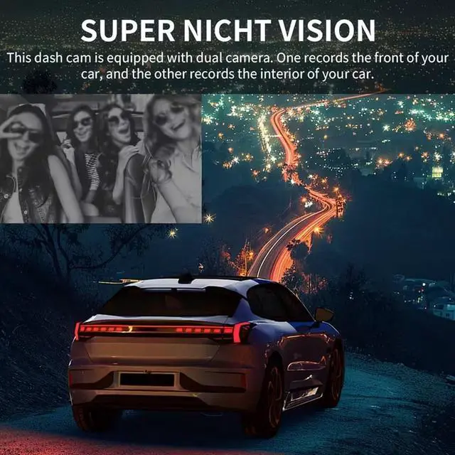 Alt view image 6 of 6 - YOVDA 1080P Dual Camera Dash Cam for Cars, Driving Recorder with IR Night Vision, Loop Recording, Wide Angle Lens - 3.16 Inch IPS Screen,Parking Mode, Car Camera with 32GB TF Card