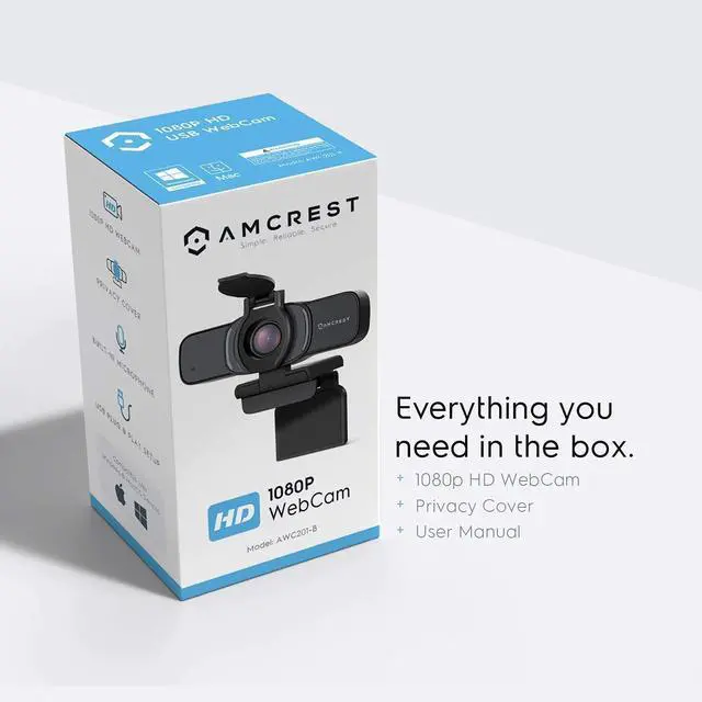 Alt view image 7 of 7 - Amcrest 1080P Webcam with Microphone & Privacy Cover, Web Cam USB Camera, Computer HD Streaming Webcam for PC Desktop & Laptop w/Mic, Wide Angle Lens & Large Sensor for Superior Low Light (AWC201-B)