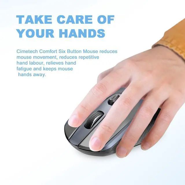 Alt view image 6 of 7 - cimetech Wireless Mouse, Silent 2.4G Computer Mice Cordless with 3 Adjustable DPI,Ergonomic Mouse for Laptops, Desktops,PC, Notebook,ChromeBook, Galaxy Book,-Grey