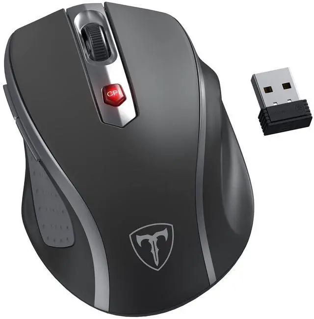 Main image of Wireless Mouse, D-09 Computer Mouse USB Cordless Mice for Laptop, Ergo Grips, Lightspeed 5-Level 2400 DPI, 16 Months Battery, Portable for PC Mac Chromebook (Graphite Grey, 1 Pack)