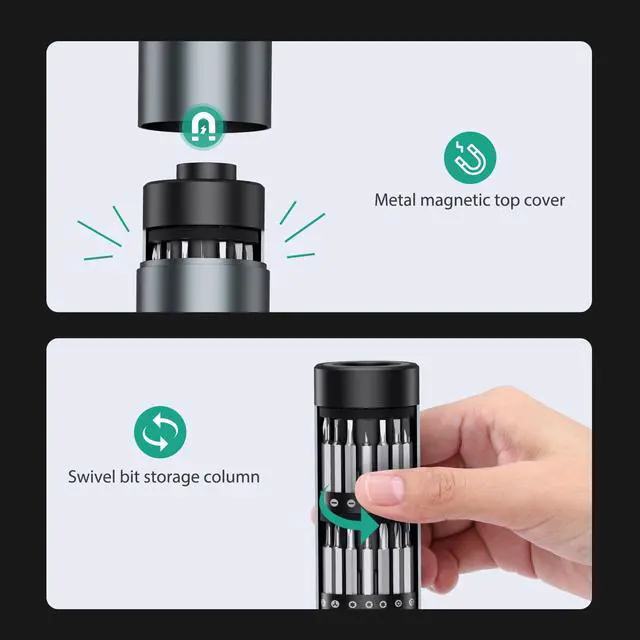 Alt view image 3 of 7 - ORIA Electric Screwdriver Set - 62 in 1 Precision Kit with 60 Bits, Rechargeable Repair Tool, 3 Torque Gears for Phone, Laptop, Watch