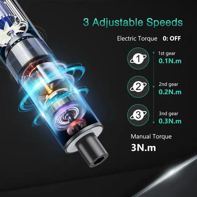 Alt view image 4 of 7 - ORIA Electric Screwdriver Set - 62 in 1 Precision Kit with 60 Bits, Rechargeable Repair Tool, 3 Torque Gears for Phone, Laptop, Watch