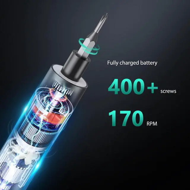 Alt view image 6 of 7 - ORIA Electric Screwdriver Set - 62 in 1 Precision Kit with 60 Bits, Rechargeable Repair Tool, 3 Torque Gears for Phone, Laptop, Watch