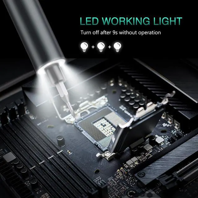 Alt view image 7 of 7 - ORIA Electric Screwdriver Set - 62 in 1 Precision Kit with 60 Bits, Rechargeable Repair Tool, 3 Torque Gears for Phone, Laptop, Watch