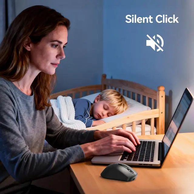 Alt view image 7 of 7 - TECKNET 3-Device Wireless Mouse, Rechargeable Dual-Mode (2.4G & BT 5.0), Silent USB-A & Bluetooth Mouse, 6-DPI up to 4800, Wide Compatibility - Black