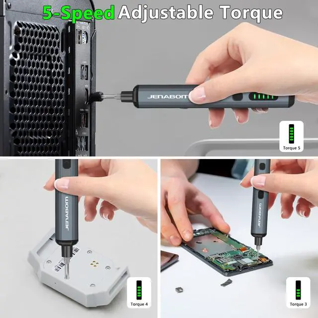 Alt view image 5 of 7 - JENABOM 3.7V Electric Screwdriver, Mini Precision Screwdriver Set, 64 Magnetic Bits, Magnetic Storage, Rechargeable,Cordless, Repair Tool Kit for Electronics Phone Camera Laptop Watch