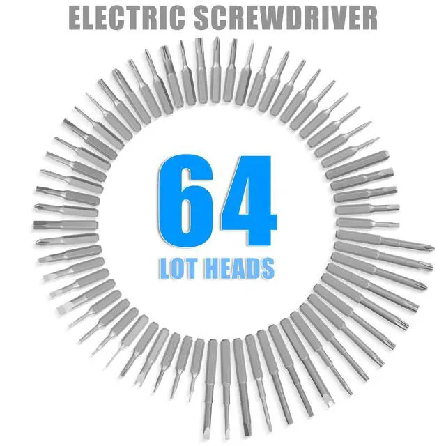 Alt view image 4 of 7 - JENABOM 3.7V Electric Screwdriver, Mini Precision Screwdriver Set, 64 Magnetic Bits, Magnetic Storage, Rechargeable,Cordless, Repair Tool Kit for Electronics Phone Camera Laptop Watch