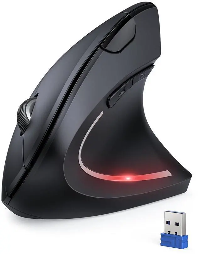 Main image of TECKNET Ergonomic Wireless Vertical Mouse, 4800 DPI with 5 Adjustable Levels, 2.4GHz Optical, 6 Buttons for Laptop, Desktop, PC, MacBook - Black