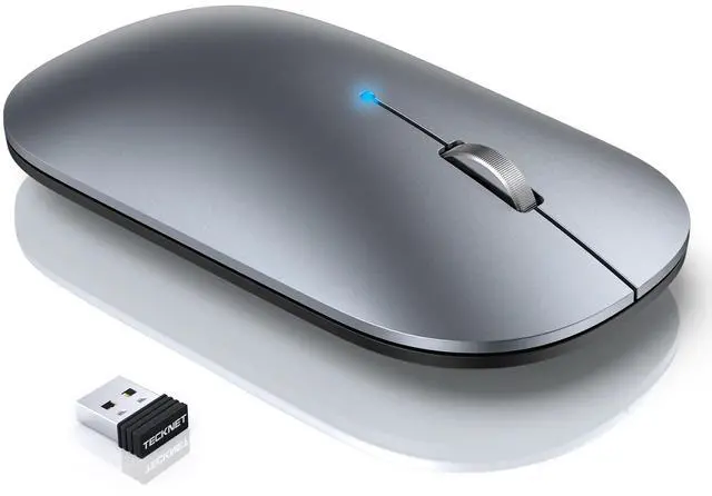 Main image of TECKNET Bluetooth Wireless Mouse, BT5.0/3.0 & 2.4GHz Rechargeable Computer Mouse, Silent Mice,4000DPI Portable USB Mice for Laptop, MacBook Pro/Air,iPad(Silver)