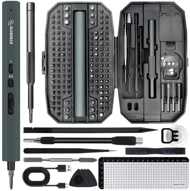 Main image of 155 in 1 Electric Screwdriver Set, Small Electric Screwdriver Cordless with 140 S2 Magnetic Bits, Electronic Power Screwdriver Repair Tool Kit for RC, Computer, PC Building, Laptop