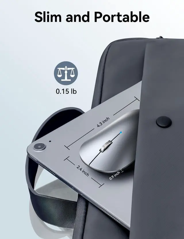 Alt view image 7 of 7 - TECKNET Bluetooth Wireless Mouse, BT5.0/3.0 & 2.4GHz Rechargeable Computer Mouse, Silent Mice,4000DPI Portable USB Mice for Laptop, MacBook Pro/Air,iPad(Silver)