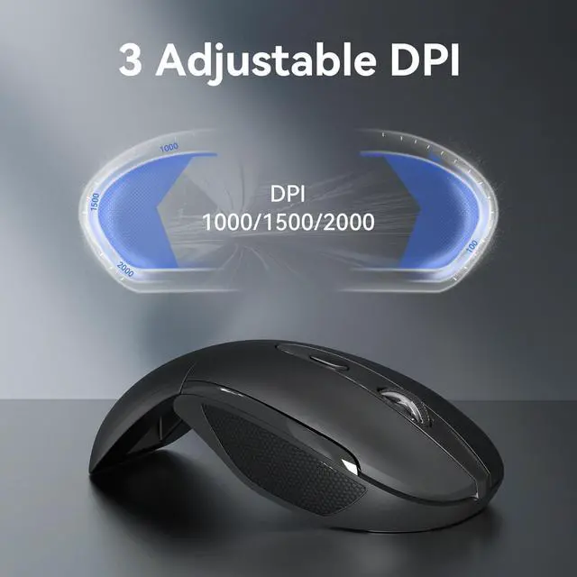 Alt view image 2 of 6 - TECKNET Folding Wireless Mouse, 2.4G Travel Mouse Portable 3 Adjustable DPI 2000/1500/1000 Compatible with Notebook, PC, Computer, 2-Year Battery Life