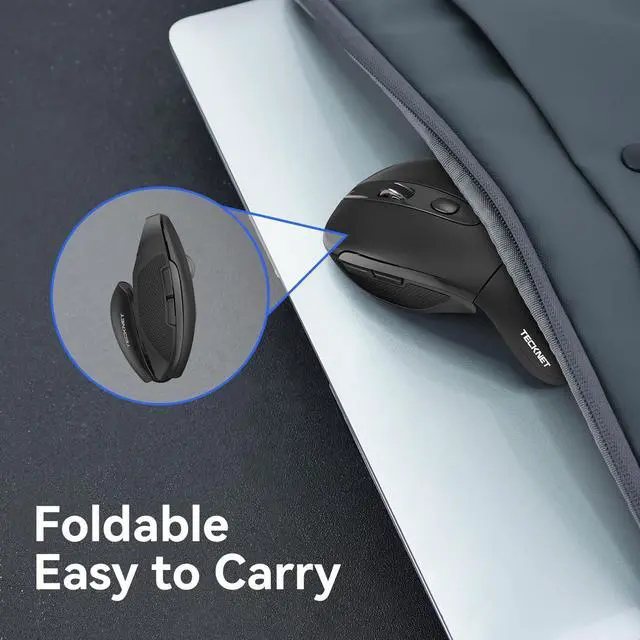 Alt view image 3 of 6 - TECKNET Folding Wireless Mouse, 2.4G Travel Mouse Portable 3 Adjustable DPI 2000/1500/1000 Compatible with Notebook, PC, Computer, 2-Year Battery Life