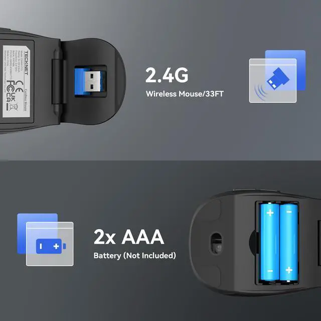 Alt view image 5 of 6 - TECKNET Folding Wireless Mouse, 2.4G Travel Mouse Portable 3 Adjustable DPI 2000/1500/1000 Compatible with Notebook, PC, Computer, 2-Year Battery Life