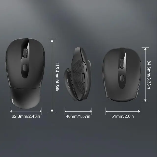 Alt view image 6 of 6 - TECKNET Folding Wireless Mouse, 2.4G Travel Mouse Portable 3 Adjustable DPI 2000/1500/1000 Compatible with Notebook, PC, Computer, 2-Year Battery Life