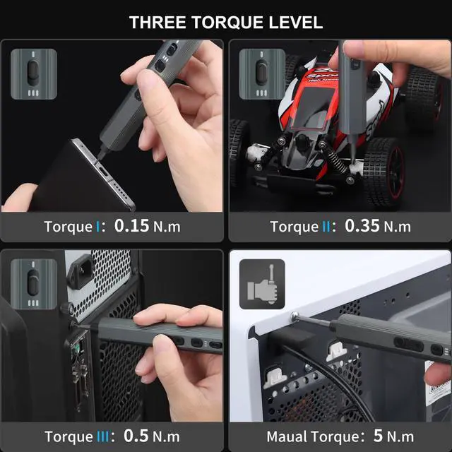 Alt view image 4 of 7 - 155 in 1 Electric Screwdriver Set, Small Electric Screwdriver Cordless with 140 S2 Magnetic Bits, Electronic Power Screwdriver Repair Tool Kit for RC, Computer, PC Building, Laptop