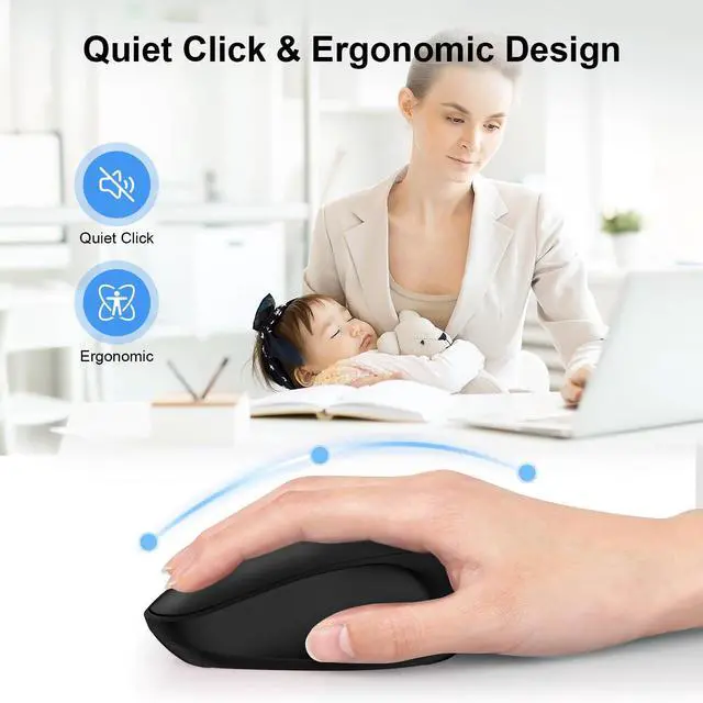 Alt view image 3 of 7 - CIQILY Wireless Mouse,2.4G Quiet Computer Mouse with USB Receiver, 800/1200/1600 DPI,4 Buttons Portable Optical Cordless USB Mice for Chromebook,Laptop,Windows,PC, Mac,iPad,Linux