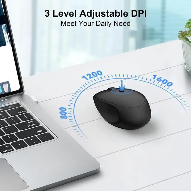 Alt view image 4 of 7 - CIQILY Wireless Mouse,2.4G Quiet Computer Mouse with USB Receiver, 800/1200/1600 DPI,4 Buttons Portable Optical Cordless USB Mice for Chromebook,Laptop,Windows,PC, Mac,iPad,Linux