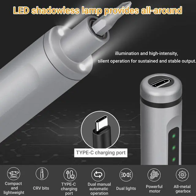 Alt view image 2 of 7 - E1 Max Electric Screwdriver,Mini Precision Screwdriver Set,44 in 1 Screwdriver Set,Magnetic Storage, Repair Tool Kit for Electronics Phone Camera Laptop Watch