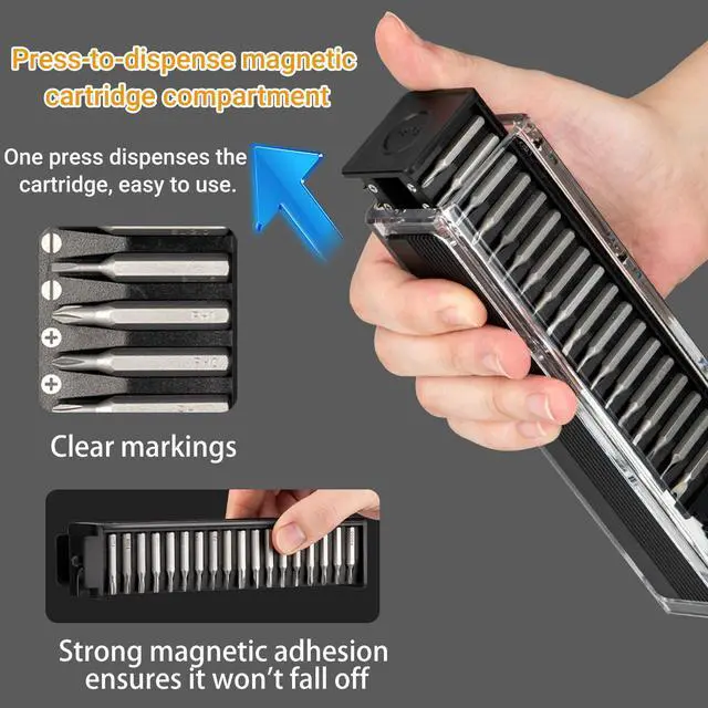 Alt view image 4 of 7 - E1 Max Electric Screwdriver,Mini Precision Screwdriver Set,44 in 1 Screwdriver Set,Magnetic Storage, Repair Tool Kit for Electronics Phone Camera Laptop Watch