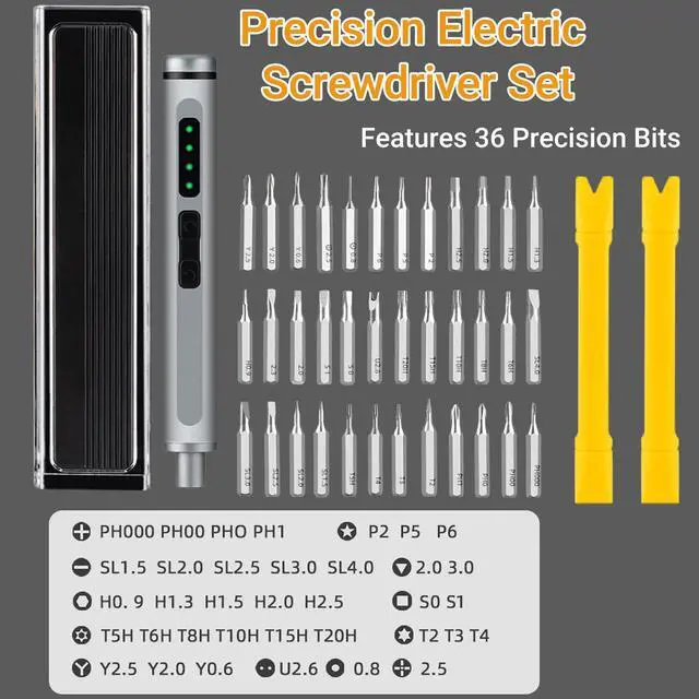 Alt view image 5 of 7 - E1 Max Electric Screwdriver,Mini Precision Screwdriver Set,44 in 1 Screwdriver Set,Magnetic Storage, Repair Tool Kit for Electronics Phone Camera Laptop Watch