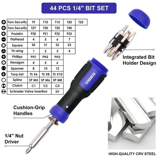 Alt view image 2 of 7 - STREBITO Precision Screwdriver Set 191-Piece Multi-Bit Screwdriver 1/4 Inch Nut Driver Home Improvement Tool Electronic Repair Kit for Computer, iPhone, Laptop, PC, Cell Phone, PS4, Xbox, Nintendo