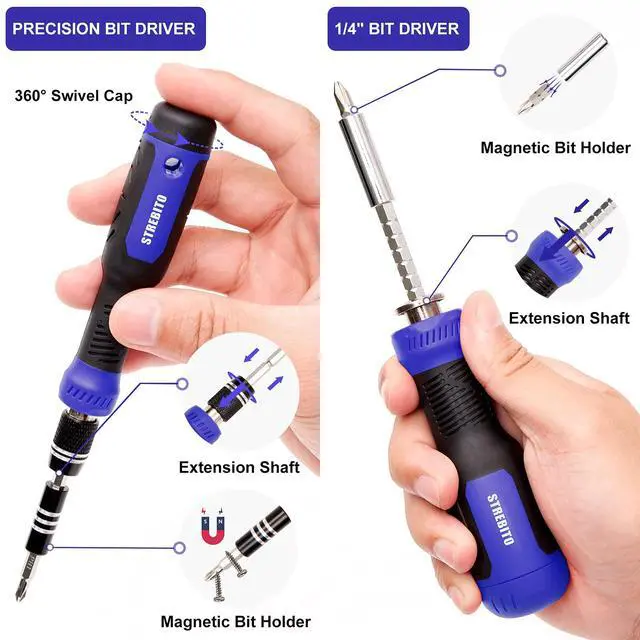 Alt view image 4 of 7 - STREBITO Precision Screwdriver Set 191-Piece Multi-Bit Screwdriver 1/4 Inch Nut Driver Home Improvement Tool Electronic Repair Kit for Computer, iPhone, Laptop, PC, Cell Phone, PS4, Xbox, Nintendo