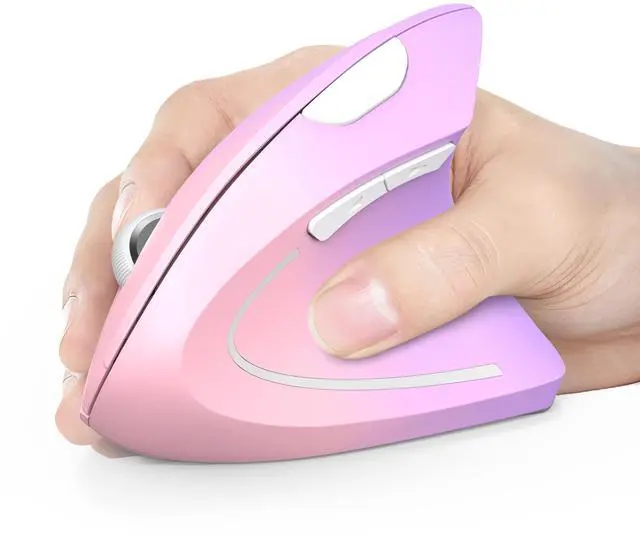 Main image of TECKNET 2.4G Ergonomic Mouse Vertical Wireless - 4800 DPI Optical Carpal Tunnel Mice Right Hand, 4800 DPI Adjustable, Quiet Clicks, 6 Buttons for Laptop, Desktop, PC, Computer - Pink Purple