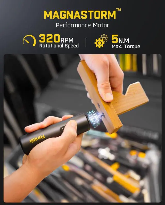 Alt view image 3 of 7 - Fanttik S1 Capsule Cordless Screwdriver, Electric Screwdriver, Max 5 N.m, 320 RPM Motor, 5 Pcs Double-Ended Bits, Compact Design, LED Light, 1/4''Hex, Idea Tool for Furniture, Appliances-Grey