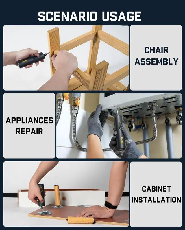 Alt view image 6 of 7 - Fanttik S1 Capsule Cordless Screwdriver, Electric Screwdriver, Max 5 N.m, 320 RPM Motor, 5 Pcs Double-Ended Bits, Compact Design, LED Light, 1/4''Hex, Idea Tool for Furniture, Appliances-Grey