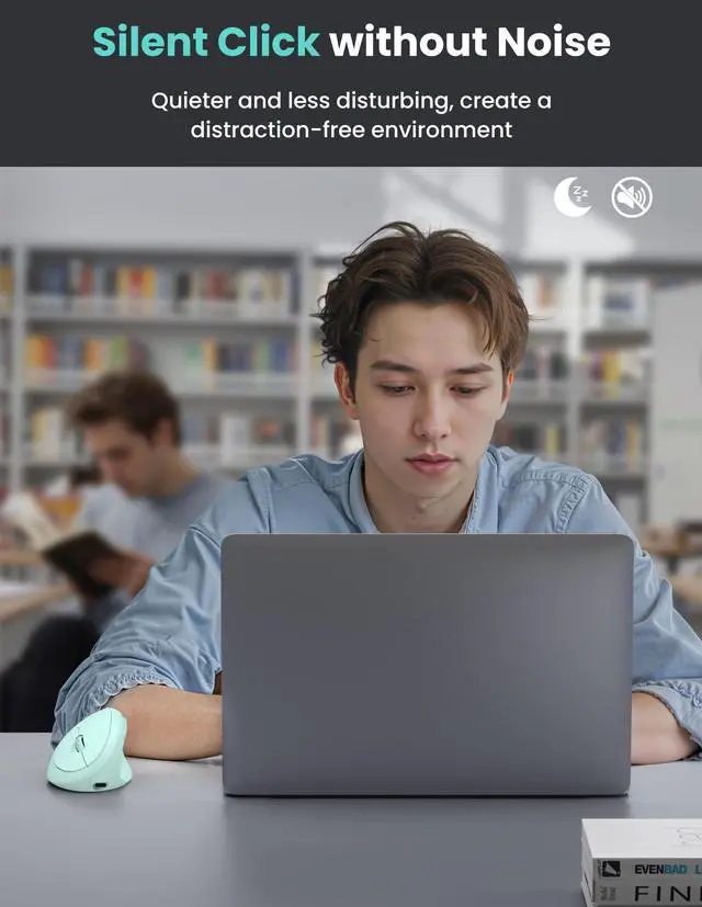 Alt view image 6 of 7 - TECKNET Ergonomic Mouse, Bluetooth Wireless Vertical Mouse, Rechargeable Battery, Quiet Clicks, 4800 DPI Adjustable, BT5.0/3.0 & 2.4G Connect, Easy to use, Wide Compatibility