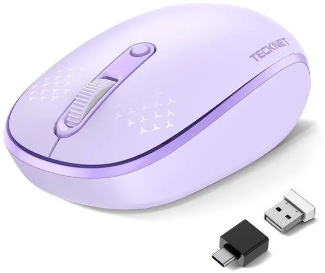 Main image of TECKNET Bluetooth Wireless Mouse (BT5.0/3.0 & 2.4G) Silent Click Compact and Portable USB Cordless Optical Computer Mice,Bluetooth Mouse for Laptop Computer Notebook PC,Purple