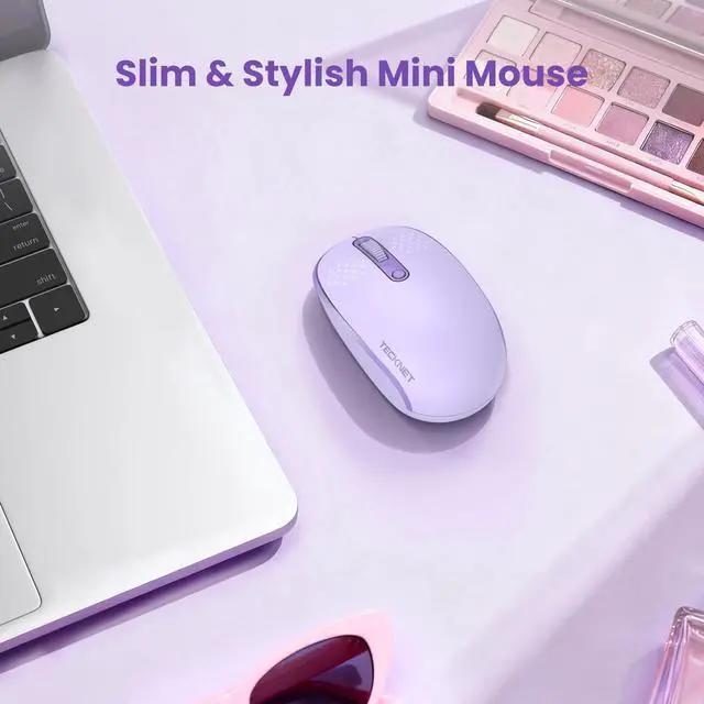 Alt view image 6 of 7 - TECKNET Bluetooth Wireless Mouse (BT5.0/3.0 & 2.4G) Silent Click Compact and Portable USB Cordless Optical Computer Mice,Bluetooth Mouse for Laptop Computer Notebook PC,Purple