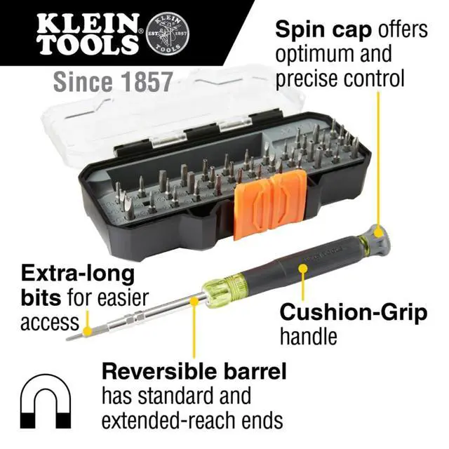 Alt view image 2 of 7 - Klein Tools 32717 Precision Screwdriver Set with Case, All-in-One Multi-Function Repair Tool Kit Includes 39 Bits for Apple Products