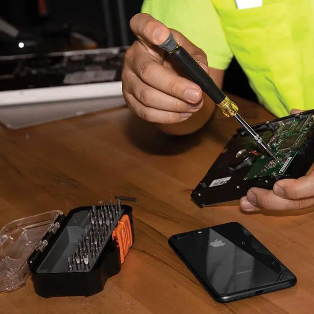 Alt view image 6 of 7 - Klein Tools 32717 Precision Screwdriver Set with Case, All-in-One Multi-Function Repair Tool Kit Includes 39 Bits for Apple Products