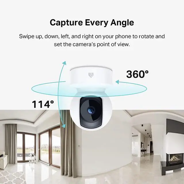 Alt view image 3 of 7 - Kasa 2K+ Indoor Pan/Tilt Wired Security Camera - Works as a Baby Monitor & Pet Camera, Motion Detection & Tracking, 2-Way Audio, Night Vision, Subscription-Free Local Storage or Optional Cloud, KC410S