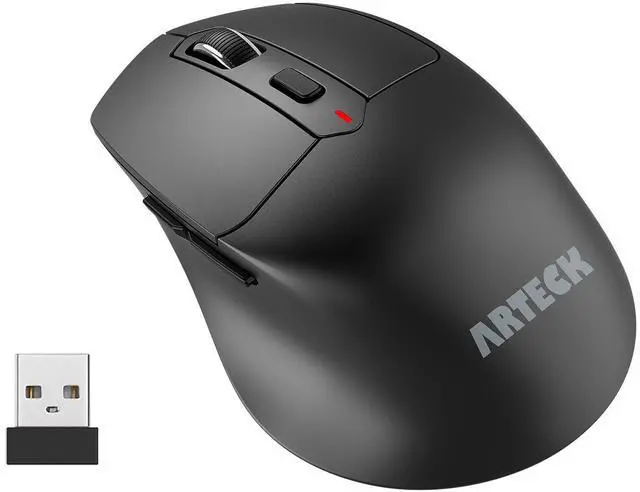 Main image of Arteck 2.4G Wireless Mouse with Nano USB Receiver Ergonomic Right Hand Silent Clicking with Backward & Forward for Computer/Desktop/PC/Laptop and Windows 10/8/7 Build in Rechargeable Battery