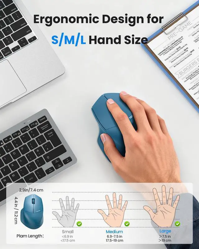 Alt view image 7 of 7 - TECKNET Wireless Mouse, 2.4GHz Computer Mouse, 3 Adjustable DPI Silent Mouse with USB A Receiver, 3 Buttons, 24 Months Battery Life, Ergonomic Wireless Mouse for Laptop, PC, Mac, Desktop-Blue