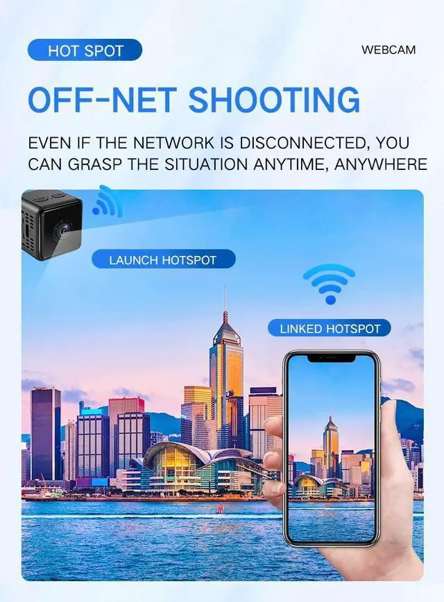 Alt view image 6 of 7 - Mini Indoor Wireless WiFi Camera Small Home Security Cameras Body Small Outdoor HD Spy Micro Nanny Cam Pet Dog Babysitter House Security Camaras Room Cams No Need Wifi Cam Compatible with Android