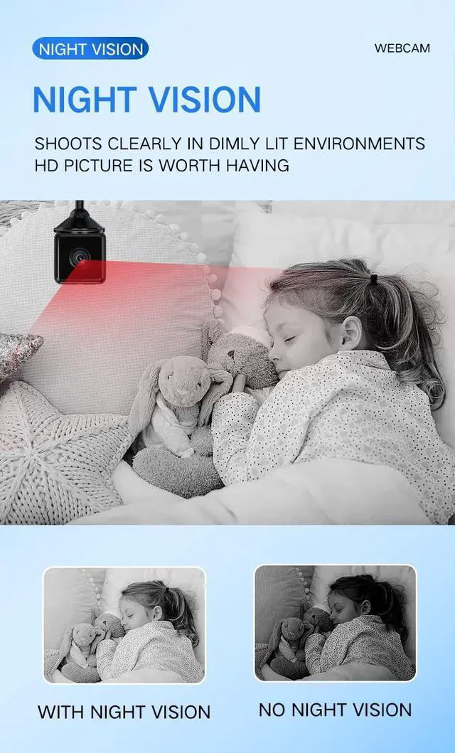 Alt view image 7 of 7 - Mini Indoor Wireless WiFi Camera Small Home Security Cameras Body Small Outdoor HD Spy Micro Nanny Cam Pet Dog Babysitter House Security Camaras Room Cams No Need Wifi Cam Compatible with Android