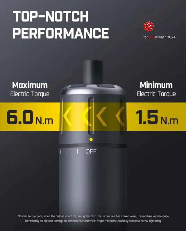 Alt view image 2 of 7 - Fanttik S1 Pro Electric Screwdriver, Power Screwdriver with16 S2 Steel Bits, 3 Torque Settings, Max 6 N.m, 2000mAh Battery, LED Light & 1/4''Hex, Ideal Tool for Furniture & Gaming PC