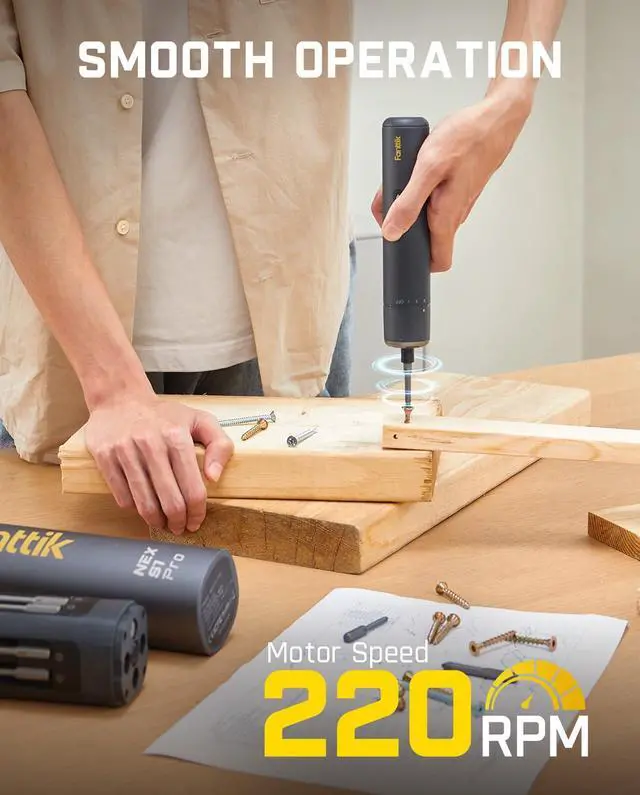 Alt view image 4 of 7 - Fanttik S1 Pro Electric Screwdriver, Power Screwdriver with16 S2 Steel Bits, 3 Torque Settings, Max 6 N.m, 2000mAh Battery, LED Light & 1/4''Hex, Ideal Tool for Furniture & Gaming PC