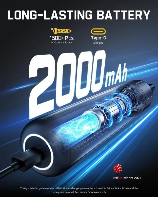 Alt view image 5 of 7 - Fanttik S1 Pro Electric Screwdriver, Power Screwdriver with16 S2 Steel Bits, 3 Torque Settings, Max 6 N.m, 2000mAh Battery, LED Light & 1/4''Hex, Ideal Tool for Furniture & Gaming PC