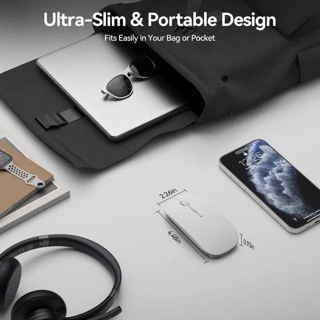 Alt view image 6 of 7 - TECKNET Bluetooth Wireless Mouse, Rechargeable Silent Portable Computer Mouse, 6 Adjustable DPI, Dual Mode (Bluetooth 5.2/3.0 and 2.4G USB Receiver) for Laptop, iPad, MacBook, PC, Desktop, Android