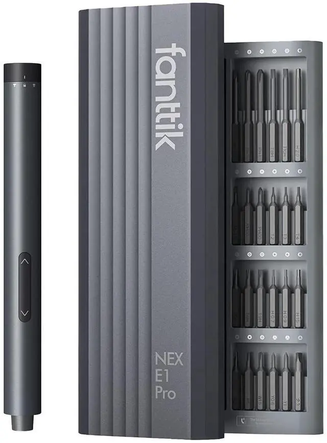 Main image of Fanttik E1 Pro Mini Electric Screwdriver, Precision Screwdriver Set with LED Light, 24 Magnetic Bits, Max. 3 N.m, Magnetic Storage, 5/32''Hex, Repair Tool Set for Phone Camera Laptop Watch