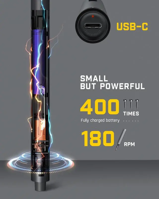 Alt view image 6 of 7 - Fanttik E1 Pro Mini Electric Screwdriver, Precision Screwdriver Set with LED Light, 24 Magnetic Bits, Max. 3 N.m, Magnetic Storage, 5/32''Hex, Repair Tool Set for Phone Camera Laptop Watch