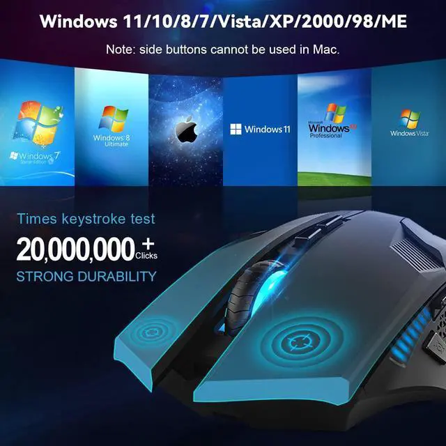 Alt view image 3 of 7 - TECKNET Wireless Mouse-USB Ergonomic Optical Cordless Mouse with 8 Buttons,12-Month Battery Life,4800 DPI Optical Tracking,High-Precision 5 Adjustable DPI for PC/Mac/Laptop