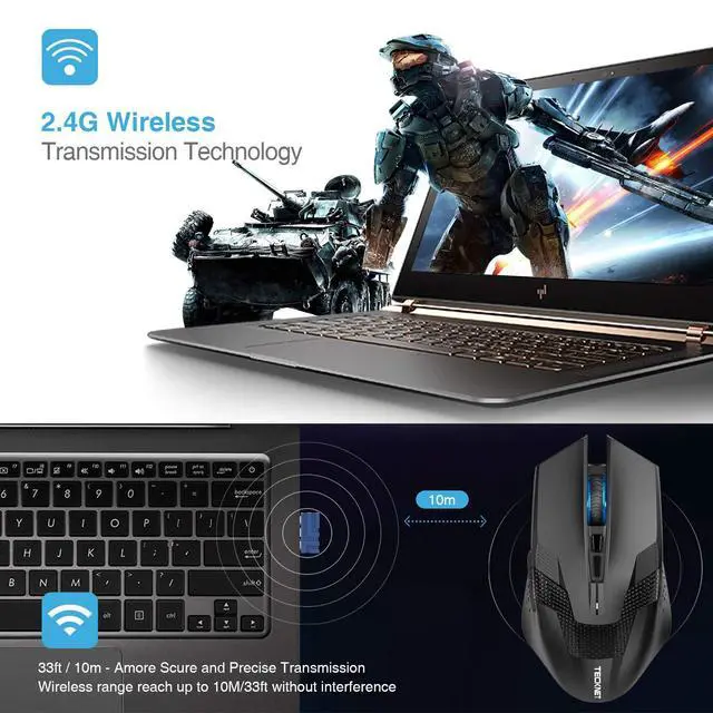 Alt view image 6 of 7 - TECKNET Wireless Mouse-USB Ergonomic Optical Cordless Mouse with 8 Buttons,12-Month Battery Life,4800 DPI Optical Tracking,High-Precision 5 Adjustable DPI for PC/Mac/Laptop