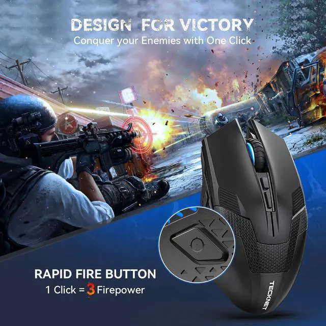 Alt view image 7 of 7 - TECKNET Wireless Mouse-USB Ergonomic Optical Cordless Mouse with 8 Buttons,12-Month Battery Life,4800 DPI Optical Tracking,High-Precision 5 Adjustable DPI for PC/Mac/Laptop