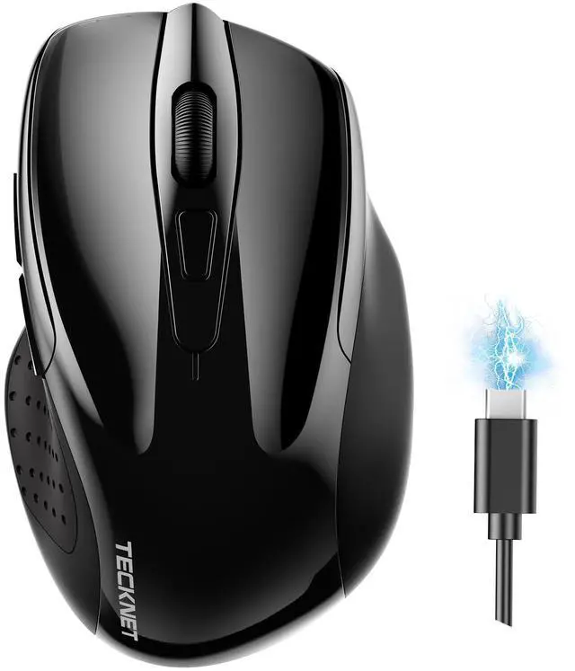 Main image of TECKNET Wireless Mouse (BT5.0/3.0 & 2.4G) Rechargeable 4800 DPI Silent USB A & Bluetooth Mouse 6 Buttons, Wide Compatibility - Black